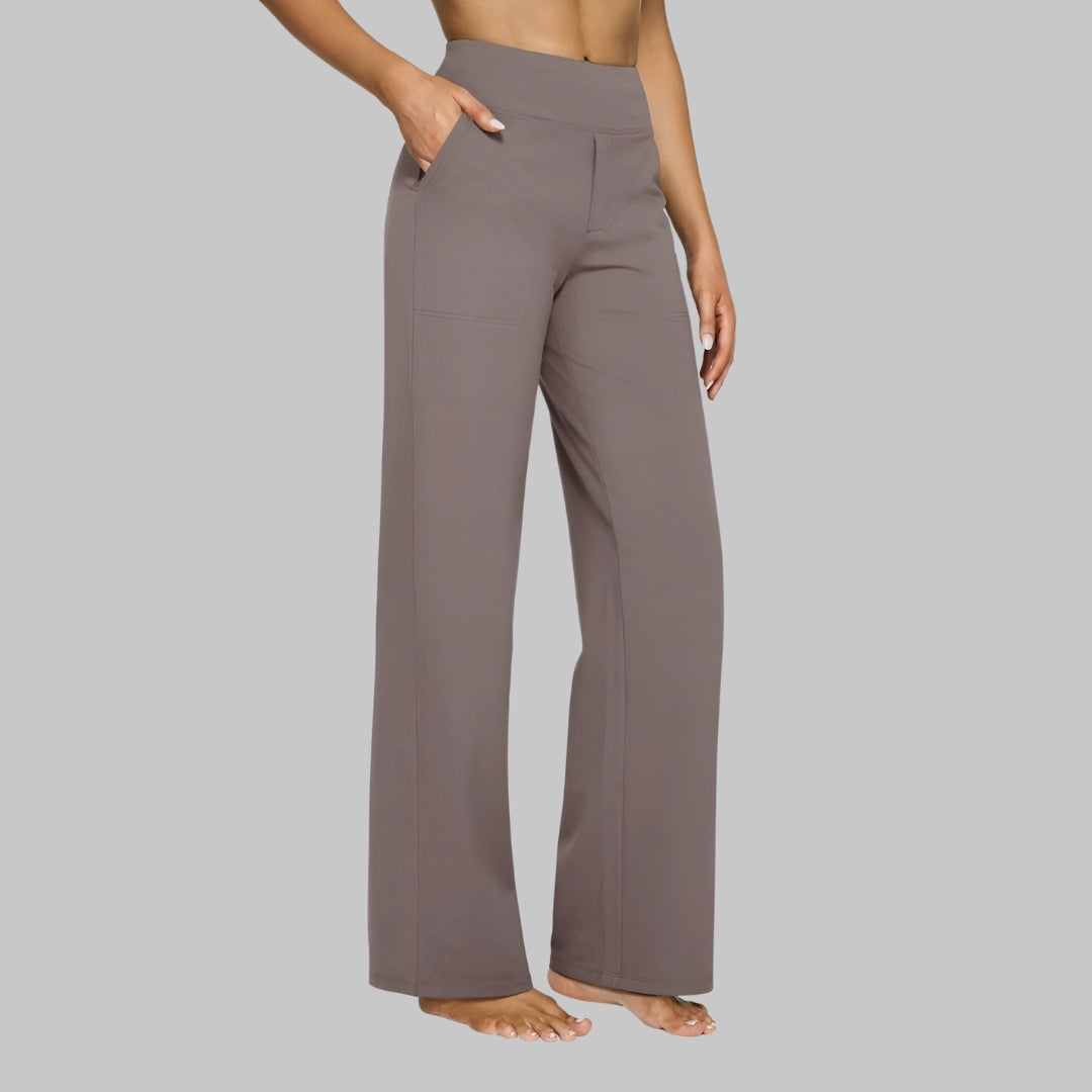 Vera - Dames Pantalon High Waist met Rechte Pijpen en Fijn Ruitpatroon