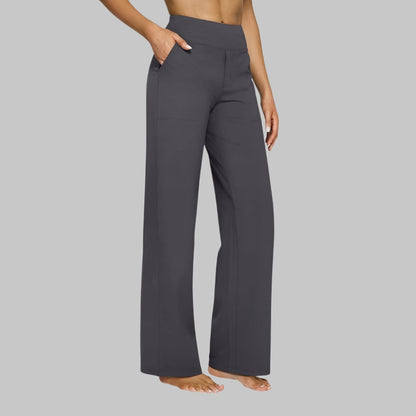 Vera - Dames Pantalon High Waist met Rechte Pijpen en Fijn Ruitpatroon