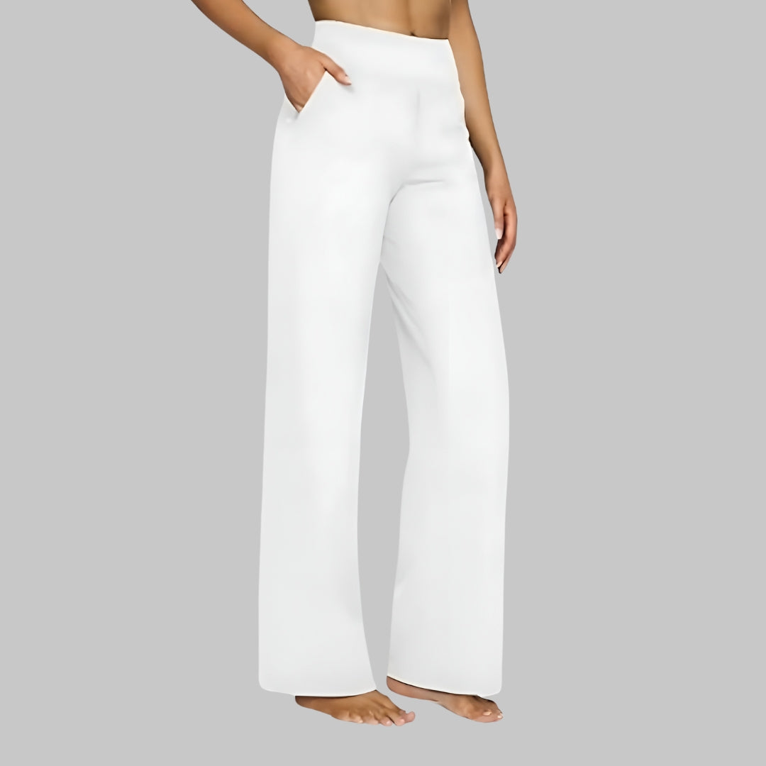 Vera - Dames Pantalon High Waist met Rechte Pijpen en Fijn Ruitpatroon