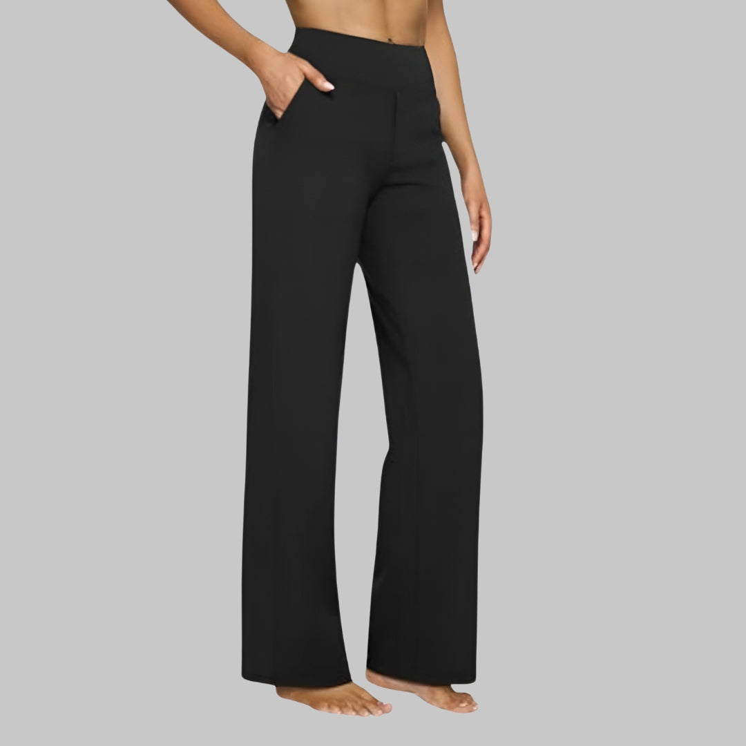 Vera - Dames Pantalon High Waist met Rechte Pijpen en Fijn Ruitpatroon
