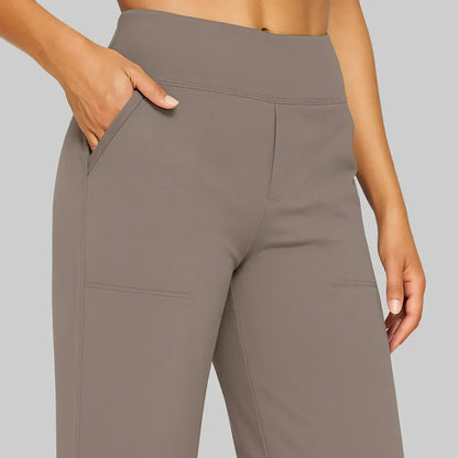 Vera - Dames Pantalon High Waist met Rechte Pijpen en Fijn Ruitpatroon