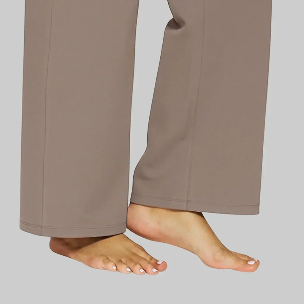 Vera - Dames Pantalon High Waist met Rechte Pijpen en Fijn Ruitpatroon