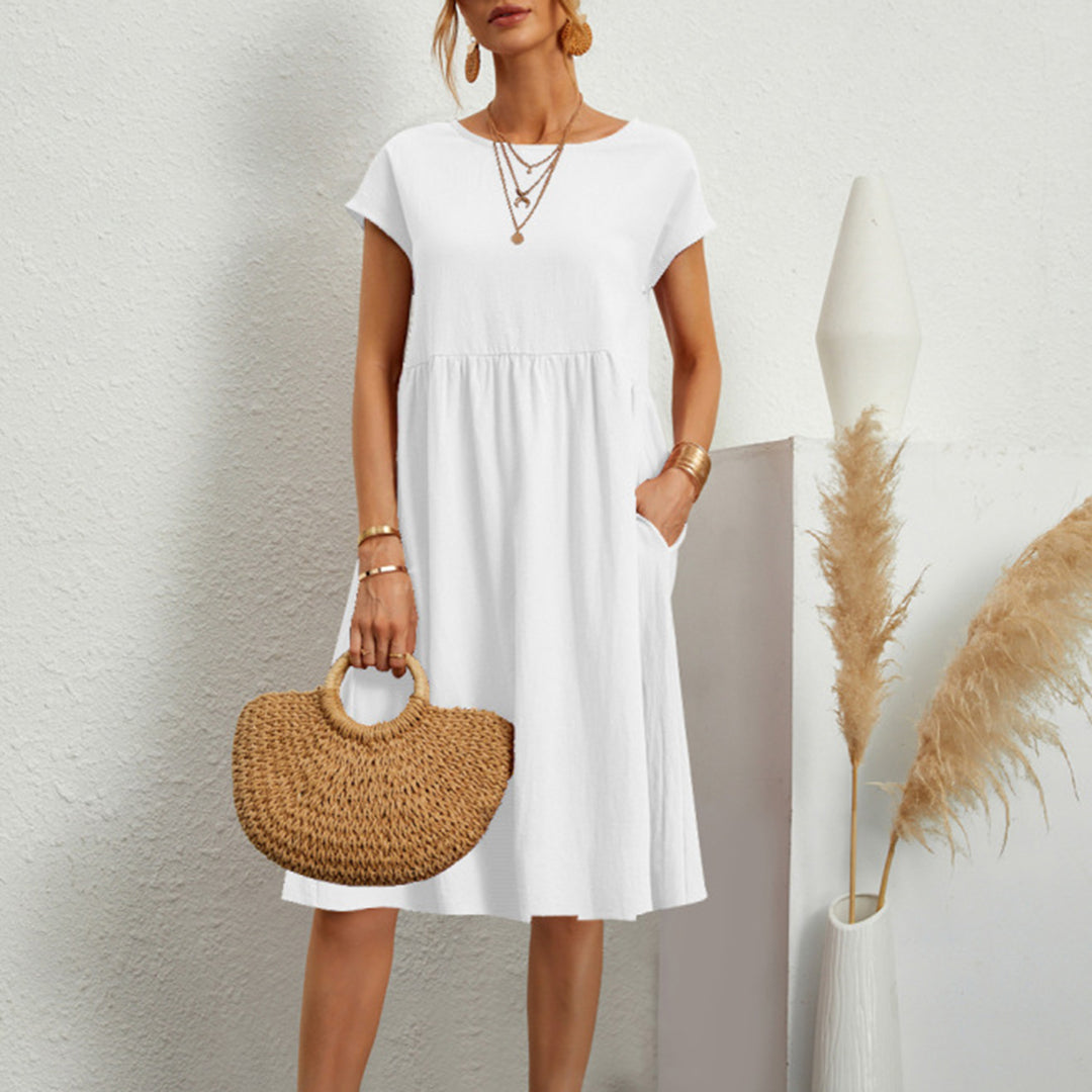 Jurk Dames - Korte Mouwen met Geplooide Taille | Zomer