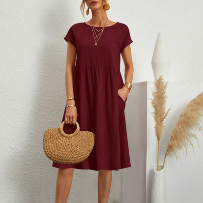 Jurk Dames - Korte Mouwen met Geplooide Taille | Zomer