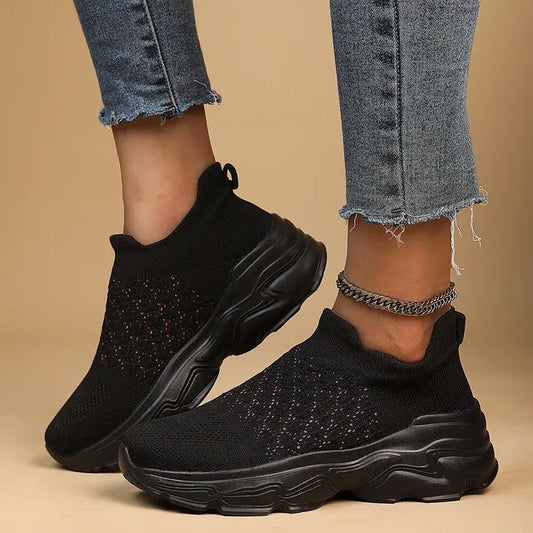 Sneakers Dames - Chunky Sock Instapper met Glitter Detail