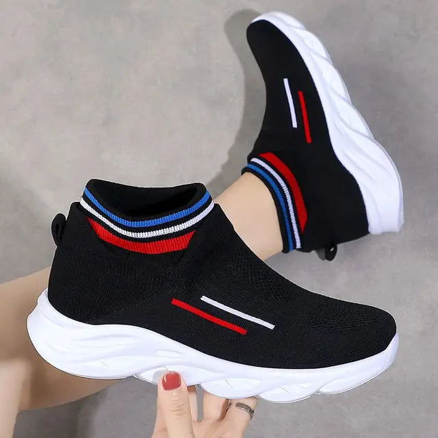 Sneakers Dames - Hoge Sock Instapper met Chunky Zool