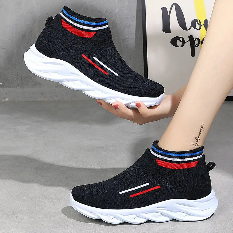 Sneakers Dames - Hoge Sock Instapper met Chunky Zool