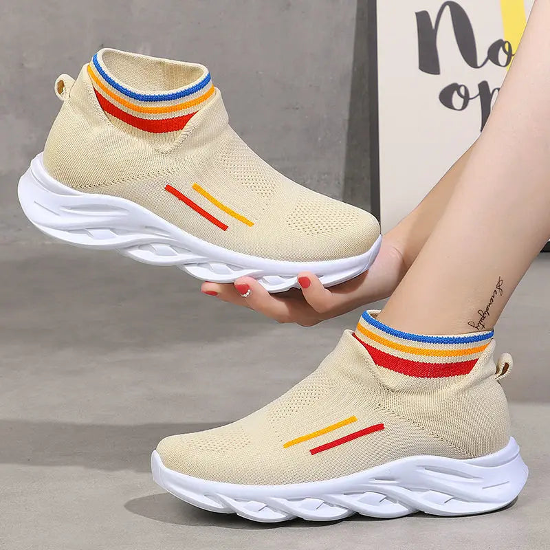 Sneakers Dames - Hoge Sock Instapper met Chunky Zool