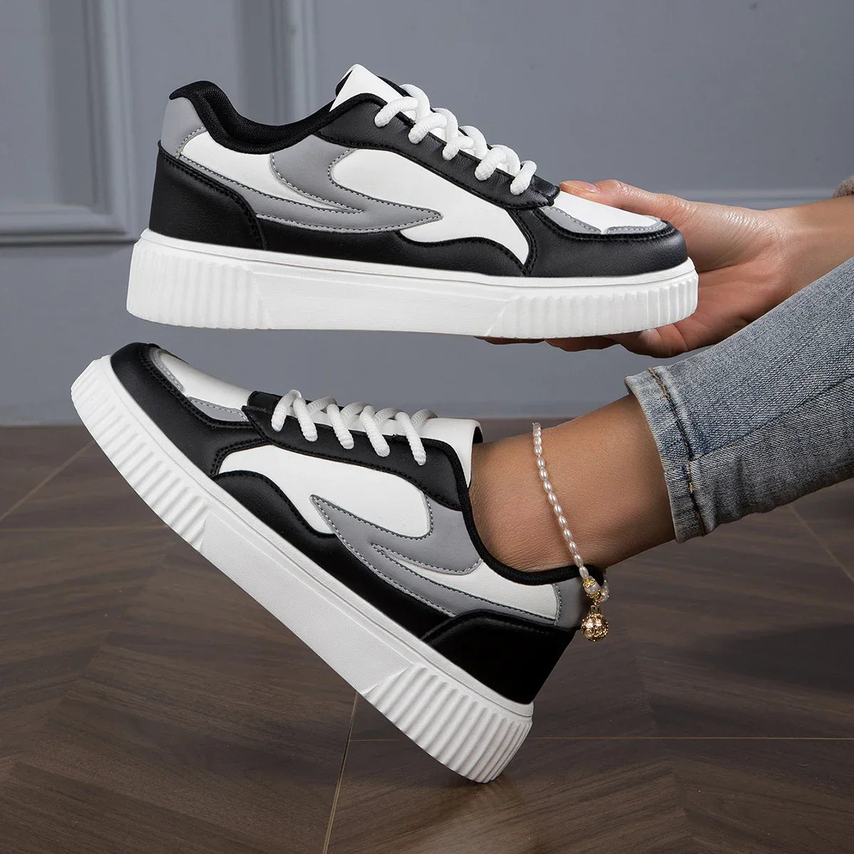 Sneakers Dames - Platform Zool met Colorblock Design | Casual