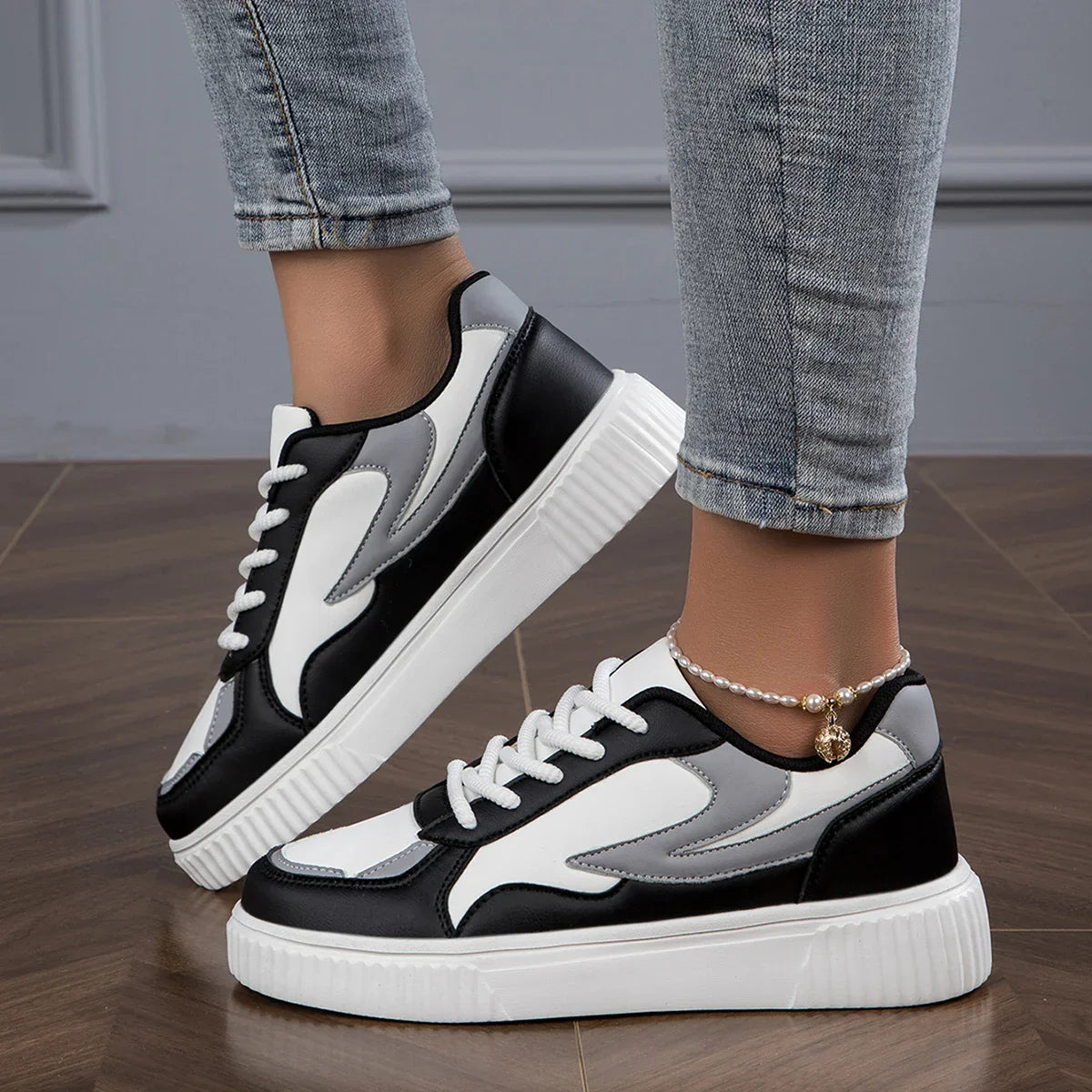 Sneakers Dames - Platform Zool met Colorblock Design | Casual