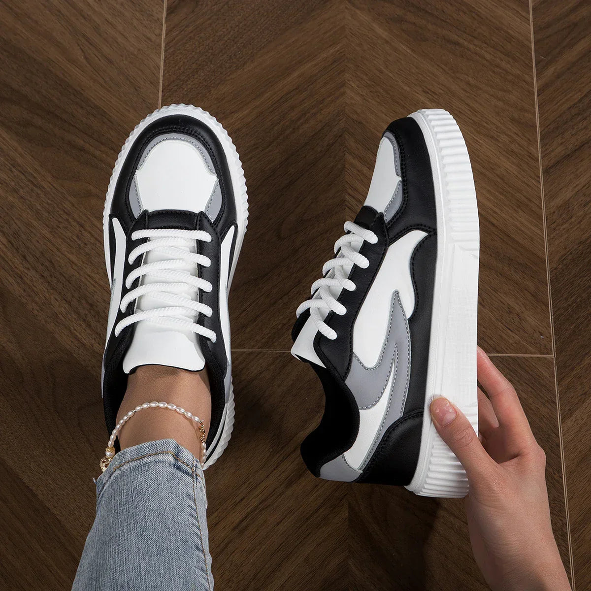 Sneakers Dames - Platform Zool met Colorblock Design | Casual