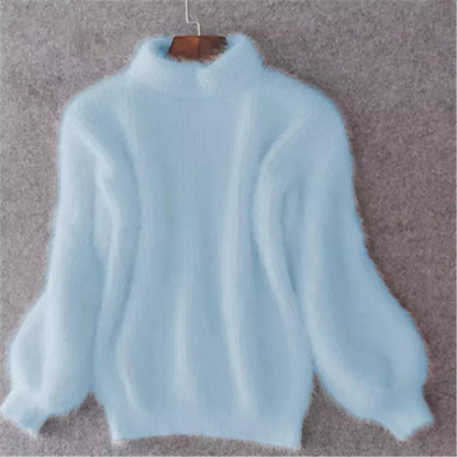 Yara - Dames Coltrui Warm en Zacht in Pluche Stijl met Ballonmouwen