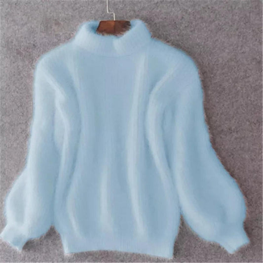 Yara - Dames Coltrui Warm en Zacht in Pluche Stijl met Ballonmouwen