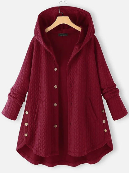 Yara - Dames Winterjas Oversized met Capuchon en Asymmetrische Zoom