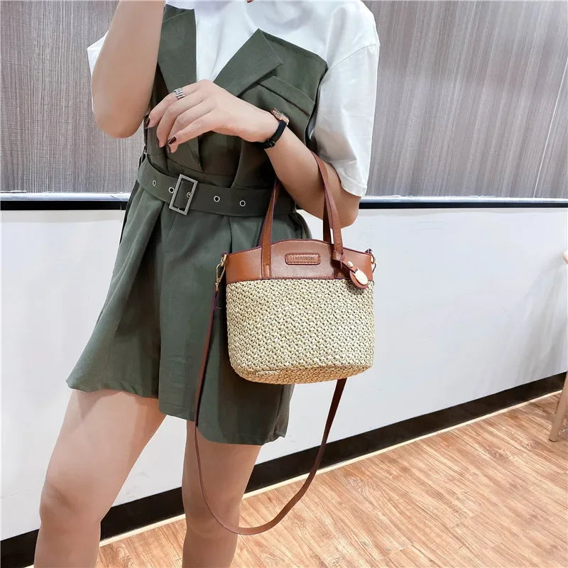 Tas Dames - Zomerse Gevlochten Shopper met Schouderband | Casual