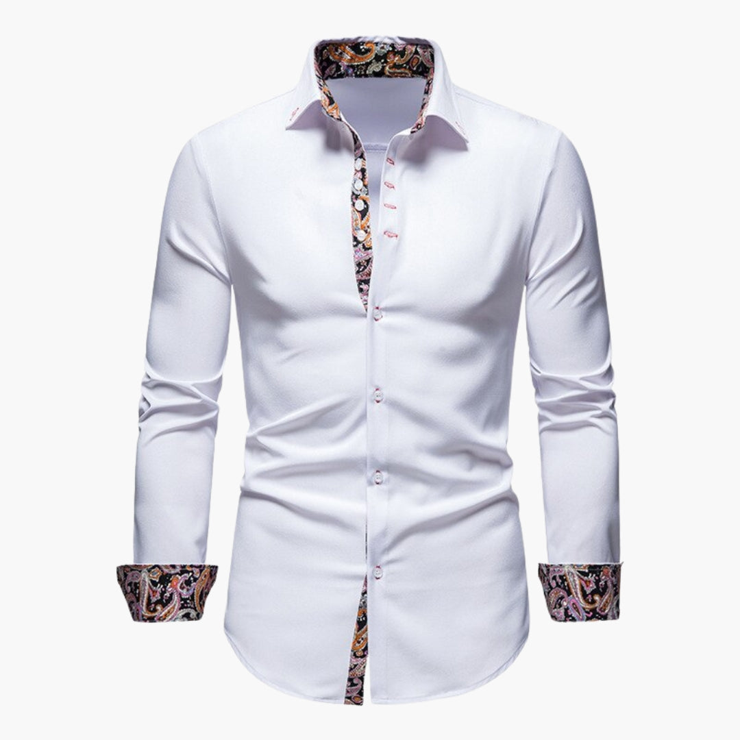 Overhemd Heren - Slim Fit met Paisley Contrastdetails | Elegant