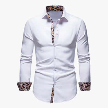 Overhemd Heren - Slim Fit met Paisley Contrastdetails | Elegant