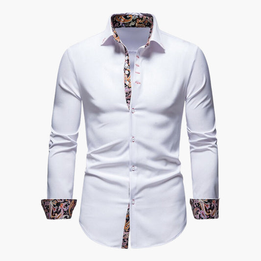 Overhemd Heren - Slim Fit met Paisley Contrastdetails | Elegant