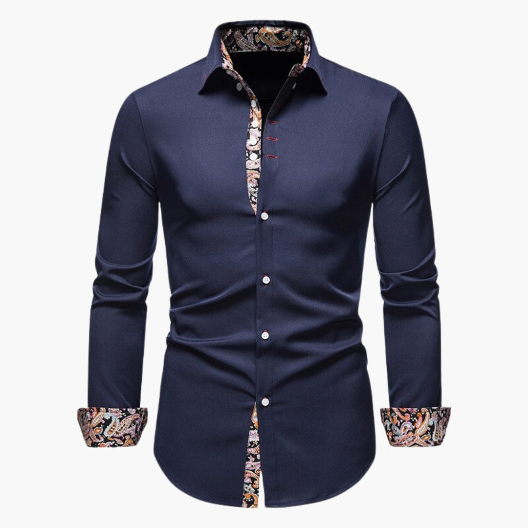 Overhemd Heren - Slim Fit met Paisley Contrastdetails | Elegant