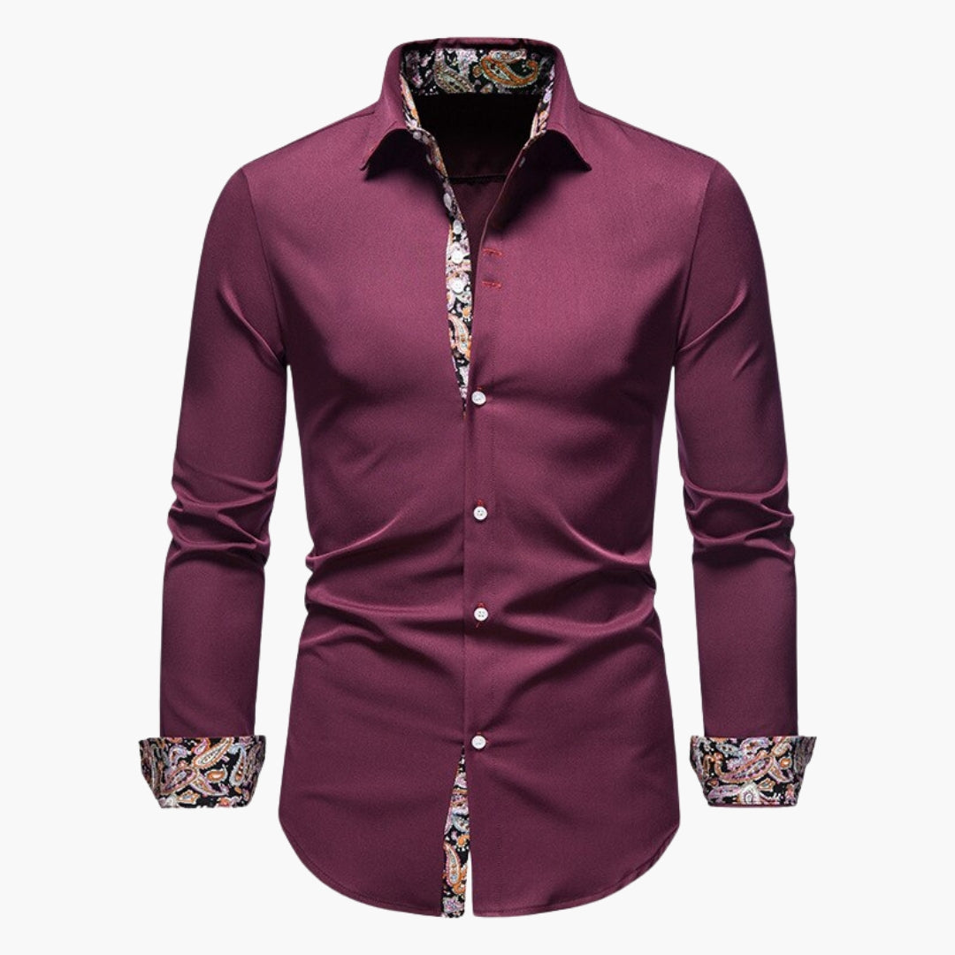 Overhemd Heren - Slim Fit met Paisley Contrastdetails | Elegant