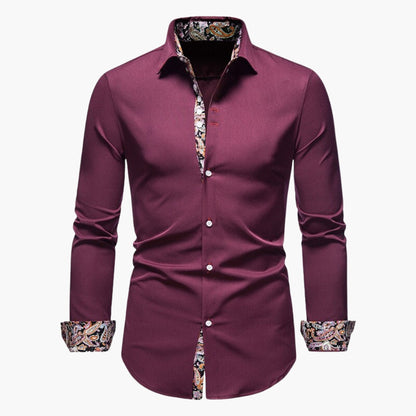 Overhemd Heren - Slim Fit met Paisley Contrastdetails | Elegant