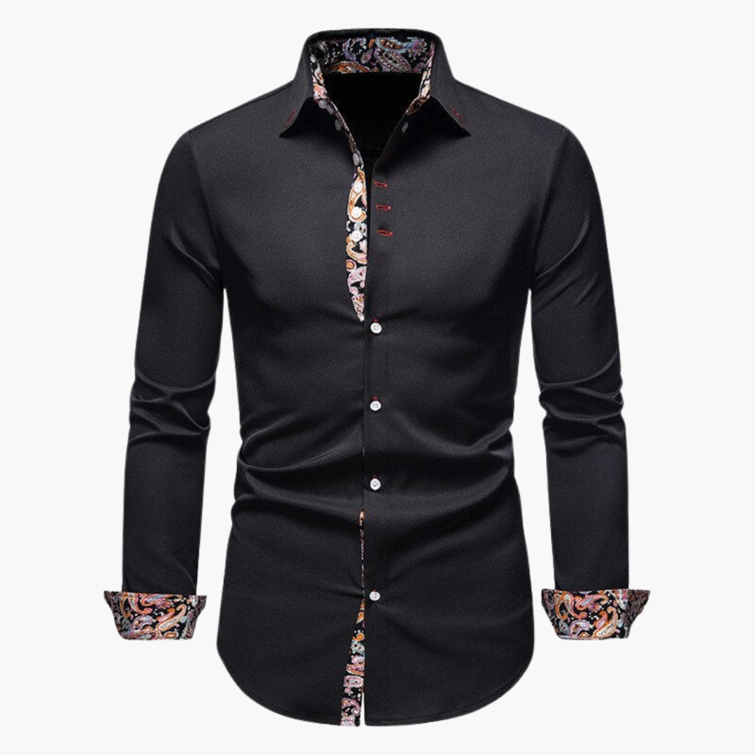 Overhemd Heren - Slim Fit met Paisley Contrastdetails | Elegant