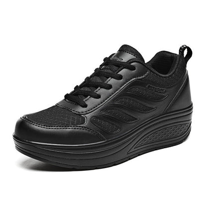 Sneakers Dames - Platform Sneaker met Veters en Dikke Zool | Zomer