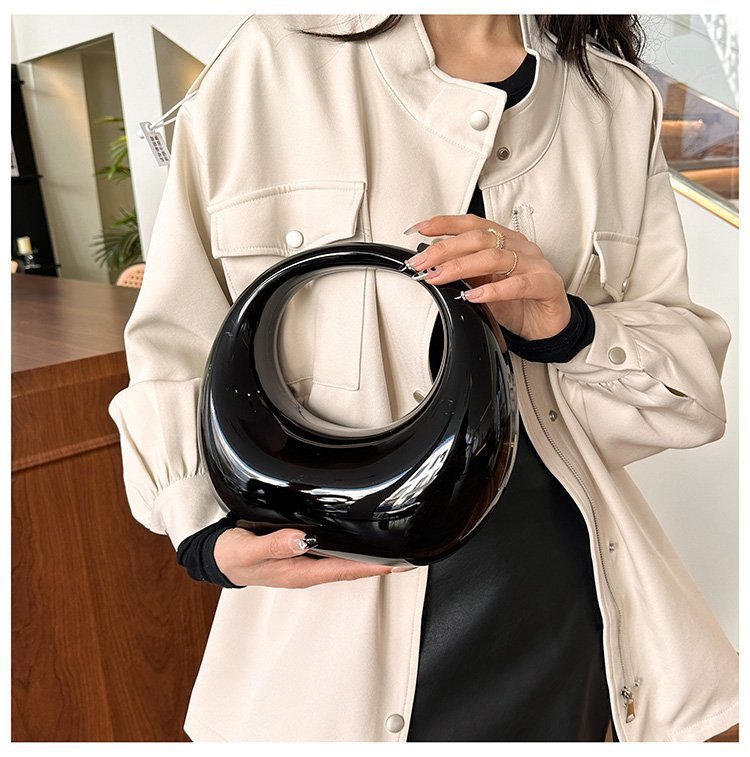 Tas Dames - Sculpturele Mini Clutch met Ronde Handgreep | Statement