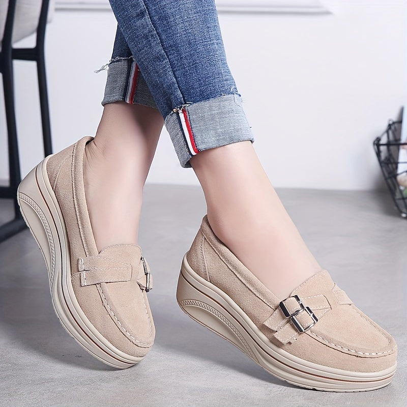 Loafers Dames - Platform Instapper met Gesp en Dikke Zool | Casual
