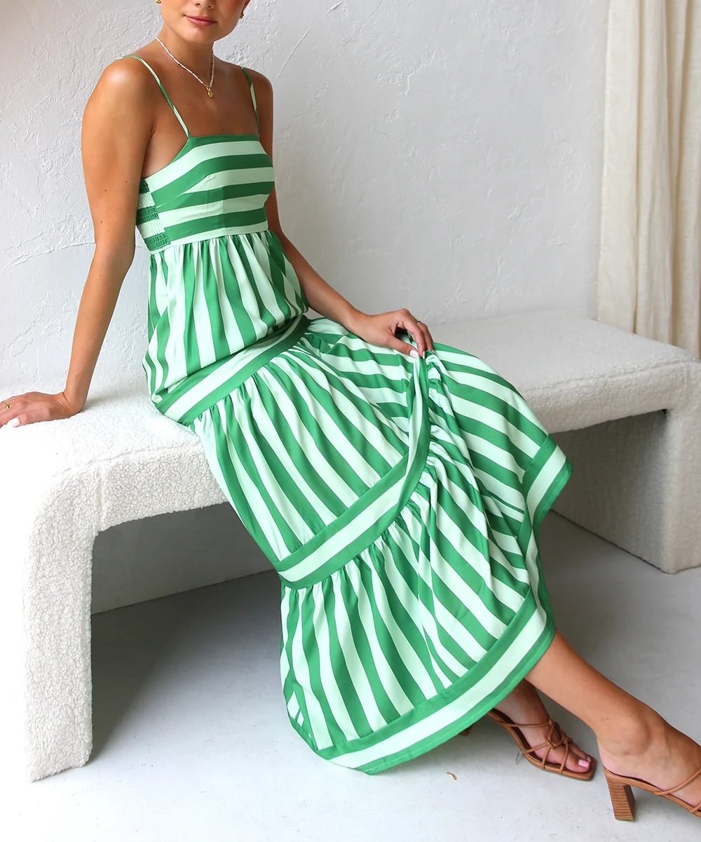 Maxi Jurk Dames - Gelaagde Rok met Streepprint | Zomer