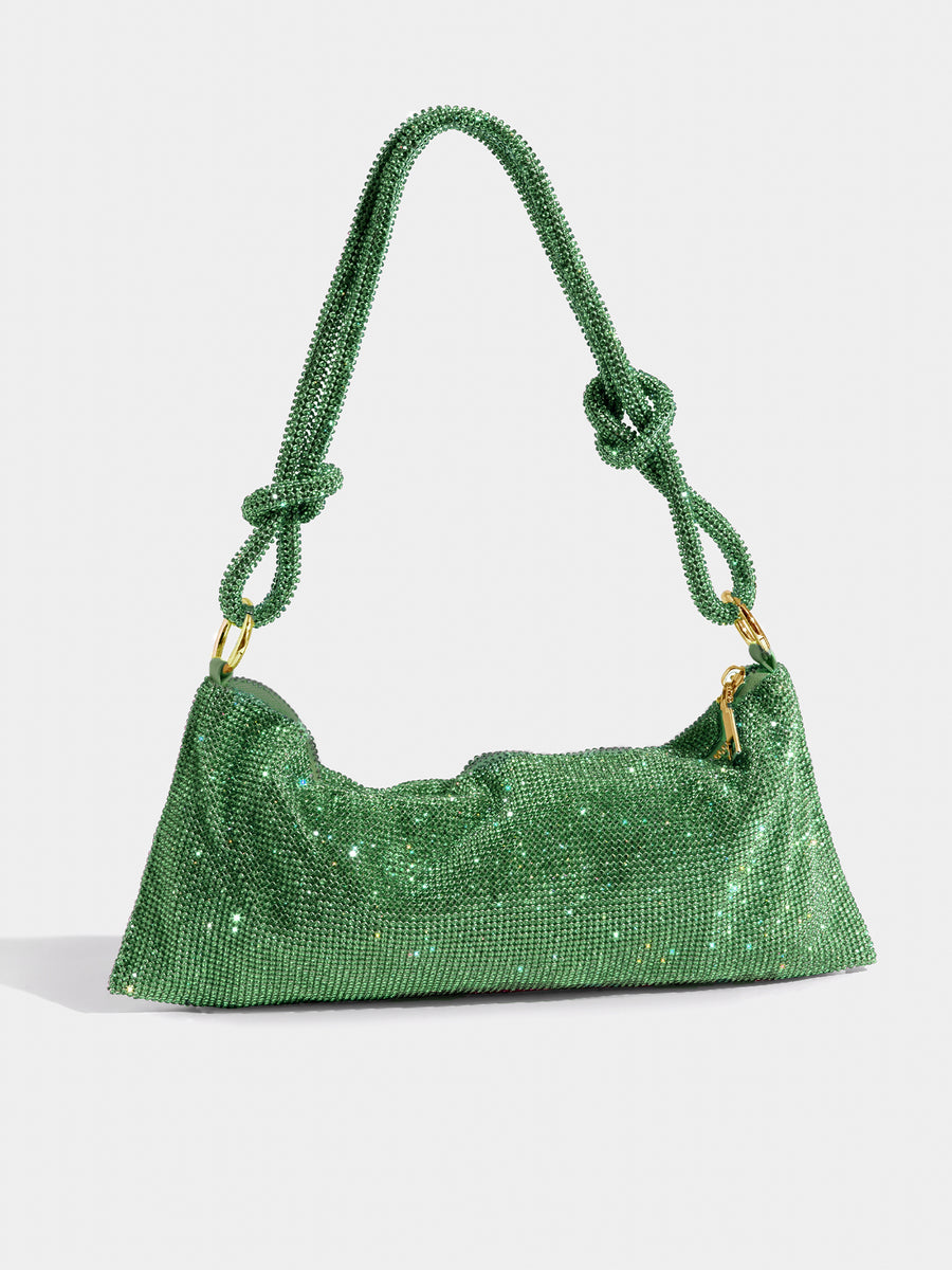 Tas Dames - Glinsterende Avondtas met Geknoopte Strass Band | Feestelijk