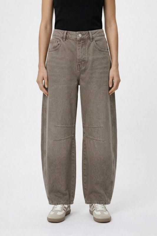 Broek Dames - Oversized | Vintage Wassing & Decoratieve Naden — Taupe