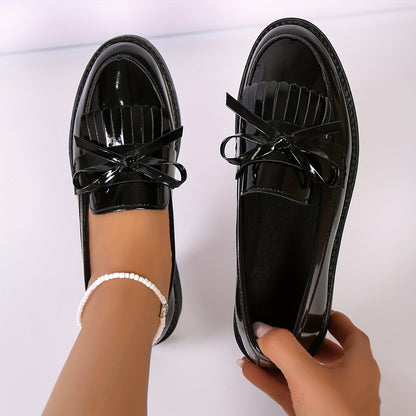 Loafers Dames - Instapper met Franjes en Strikdetail | Casual