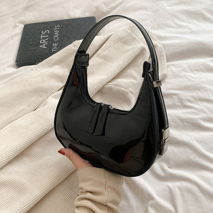 Tas Dames - Glanzende Hobo Stijl met Rits en Zilver Detail | Chic