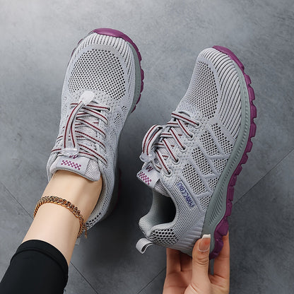 Sneakers Dames - Luchtig Gebreid Model met Dikke Zool | Casual