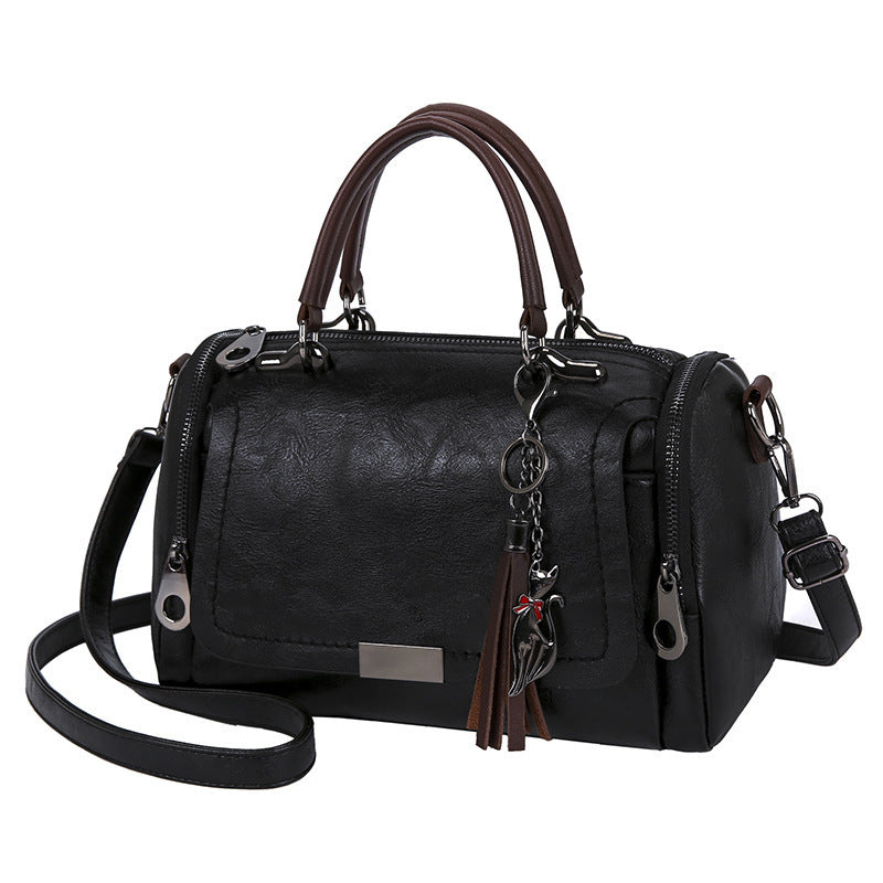 Tas Dames - Stoere Boston Stijl met Kwastje en Dubbele Rits | Casual