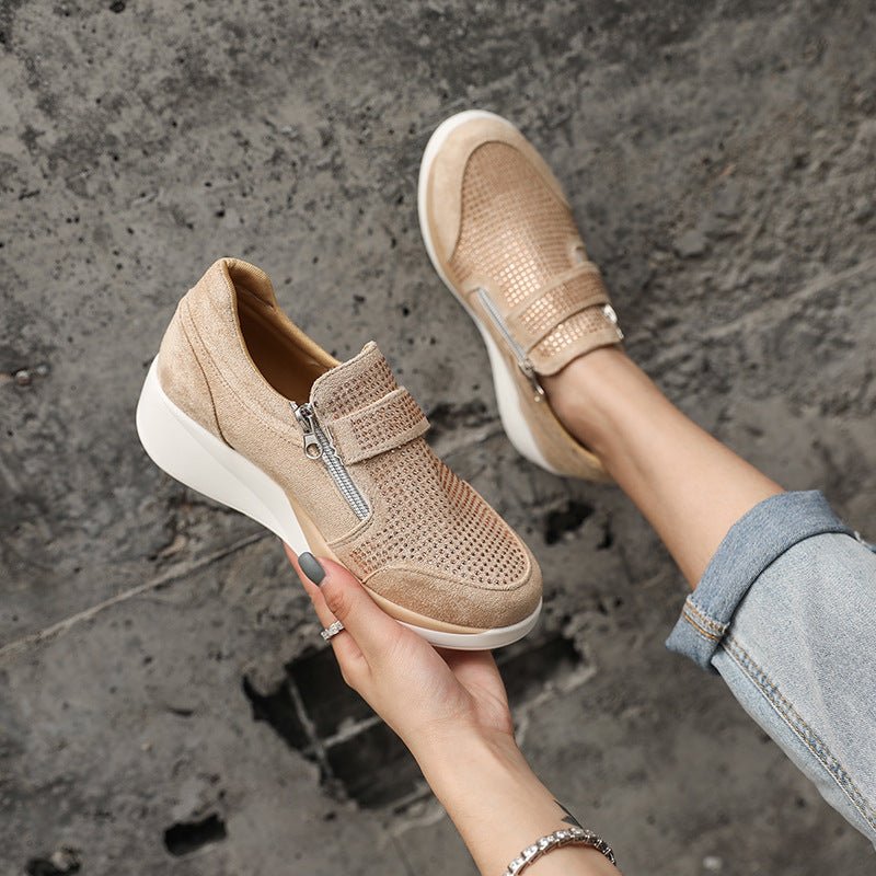 Sneakers Dames - Instap met Rits en Strass Details | Casual