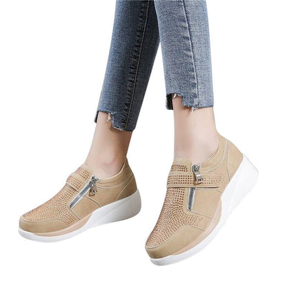 Sneakers Dames - Instap met Rits en Strass Details | Casual