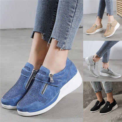 Sneakers Dames - Instap met Rits en Strass Details | Casual
