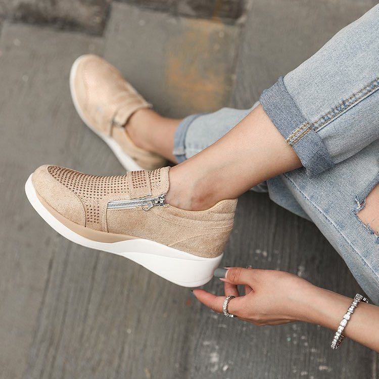 Sneakers Dames - Instap met Rits en Strass Details | Casual