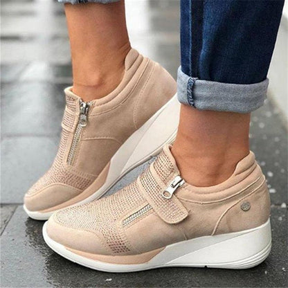Sneakers Dames - Instap met Rits en Strass Details | Casual