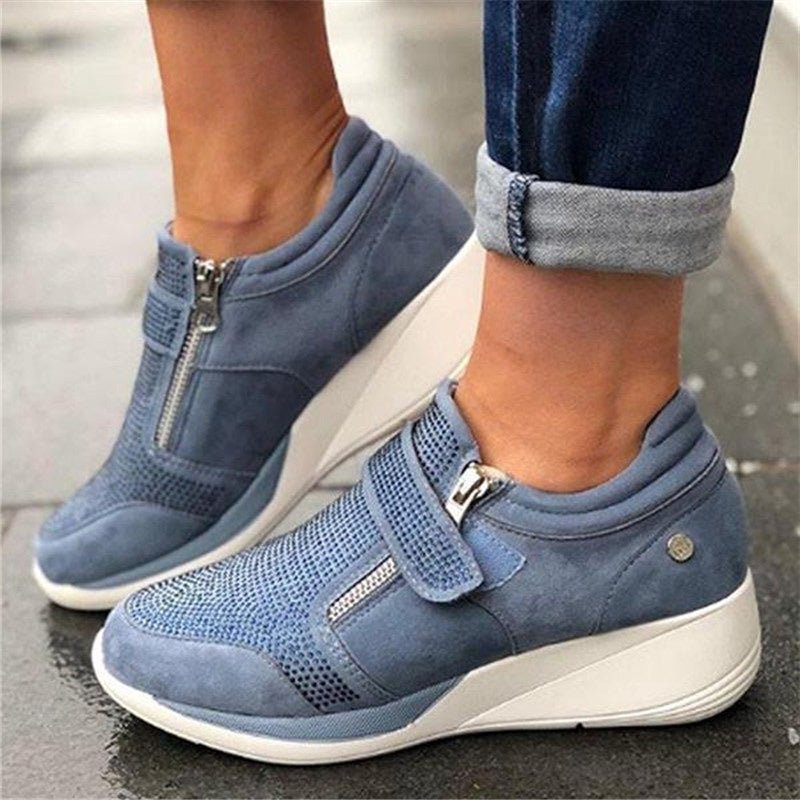 Sneakers Dames - Instap met Rits en Strass Details | Casual