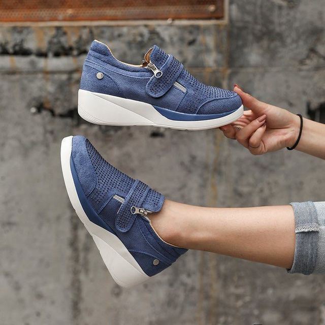 Sneakers Dames - Instap met Rits en Strass Details | Casual