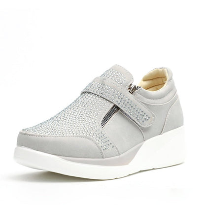 Sneakers Dames - Instap met Rits en Strass Details | Casual