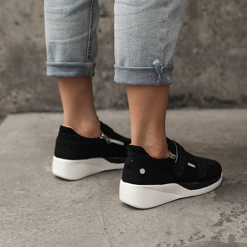 Sneakers Dames - Instap met Rits en Strass Details | Casual