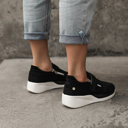 Sneakers Dames - Instap met Rits en Strass Details | Casual
