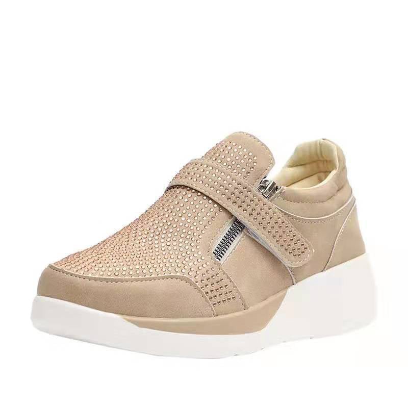 Sneakers Dames - Instap met Rits en Strass Details | Casual