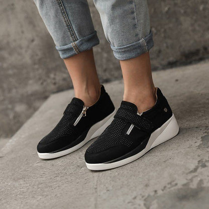 Sneakers Dames - Instap met Rits en Strass Details | Casual