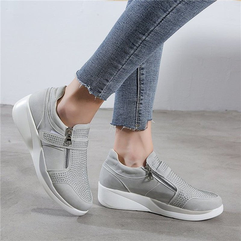 Sneakers Dames - Instap met Rits en Strass Details | Casual