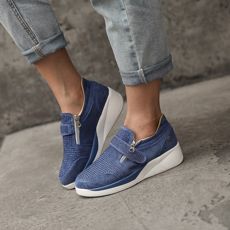 Sneakers Dames - Instap met Rits en Strass Details | Casual
